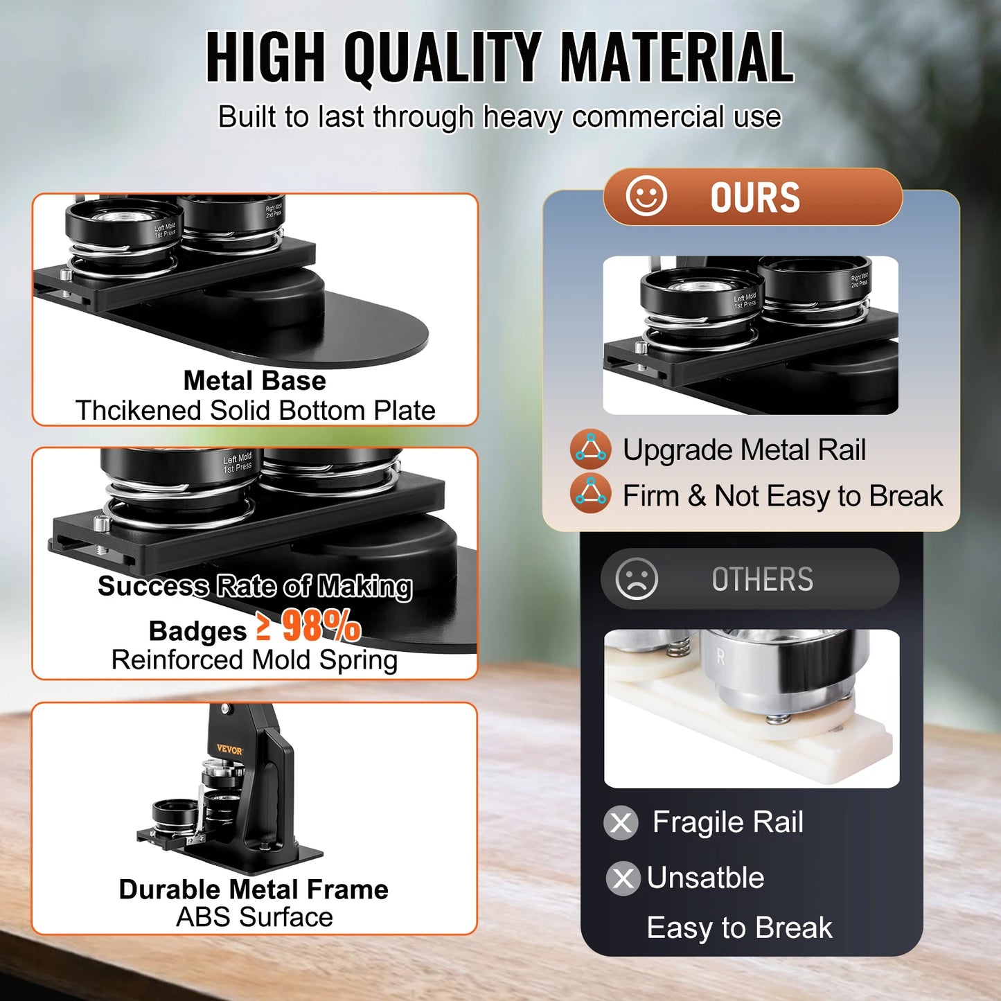 VEVOR 25+58MM/32+58MM Stroj na výrobu odznaků Vlastní knoflíkový kolík s 500 ks dílů zdarma Tisková sada Nástroj pro výrobu tlačítek na výrobu kruhů