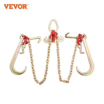 VEVOR V-Chain Tažný řetěz Uzdečka 9620 lbs Limit pracovního zatížení 5/16'' x 3' G80 s RTJ Cluster háky a D-Shackle pro zdvihací pohyb