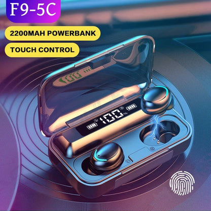 Nová sluchátka Bluetooth F9 9D stereofonní sportovní sluchátka s vysokými basy Handfree dotykové ovládání Bezdrátová sluchátka Tws Vodotěsná sluchátka