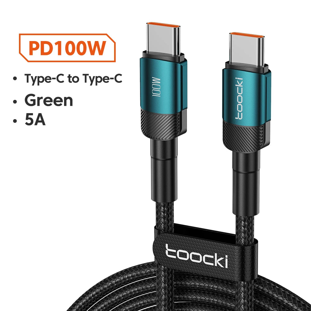 Toocki 100W kabel typu C na USB C PD 3.0 rychlé nabíjení 4.0 rychlé nabíjení typu C na typ C pro iPhone 15 Macbook Samsung Xiaomi