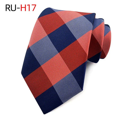 8cm žakárová tkaná kravata pro muže Klasické kostkované kravaty na svatební oblek Gravatas Para Homens Příslušenství