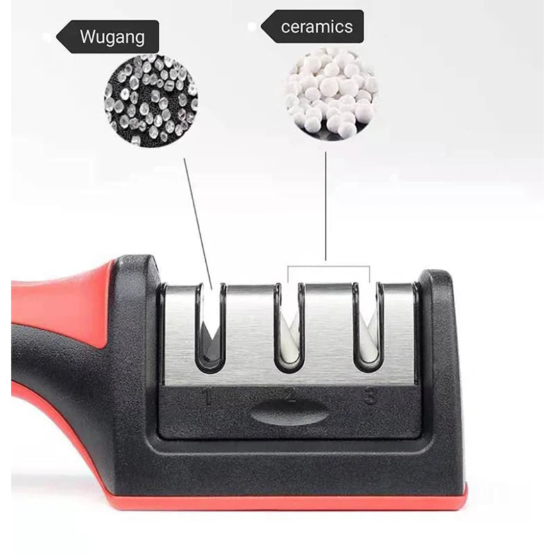 Brusič nožů 3v1 Profesionální kuchyňský třístupňový brousek na nože na rovné a keramické nože