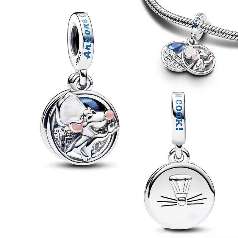 Nové 925 Sterling Silver Módní Dámské korálky s přívěskem Wolf Head Dumbo Vhodné pro náramek Pandora Náhrdelník DIY jemné šperky