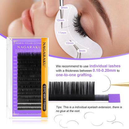 NAGARAKU Individual Lashes Premium Classic prodlužování řas Black Matte Natural Soft