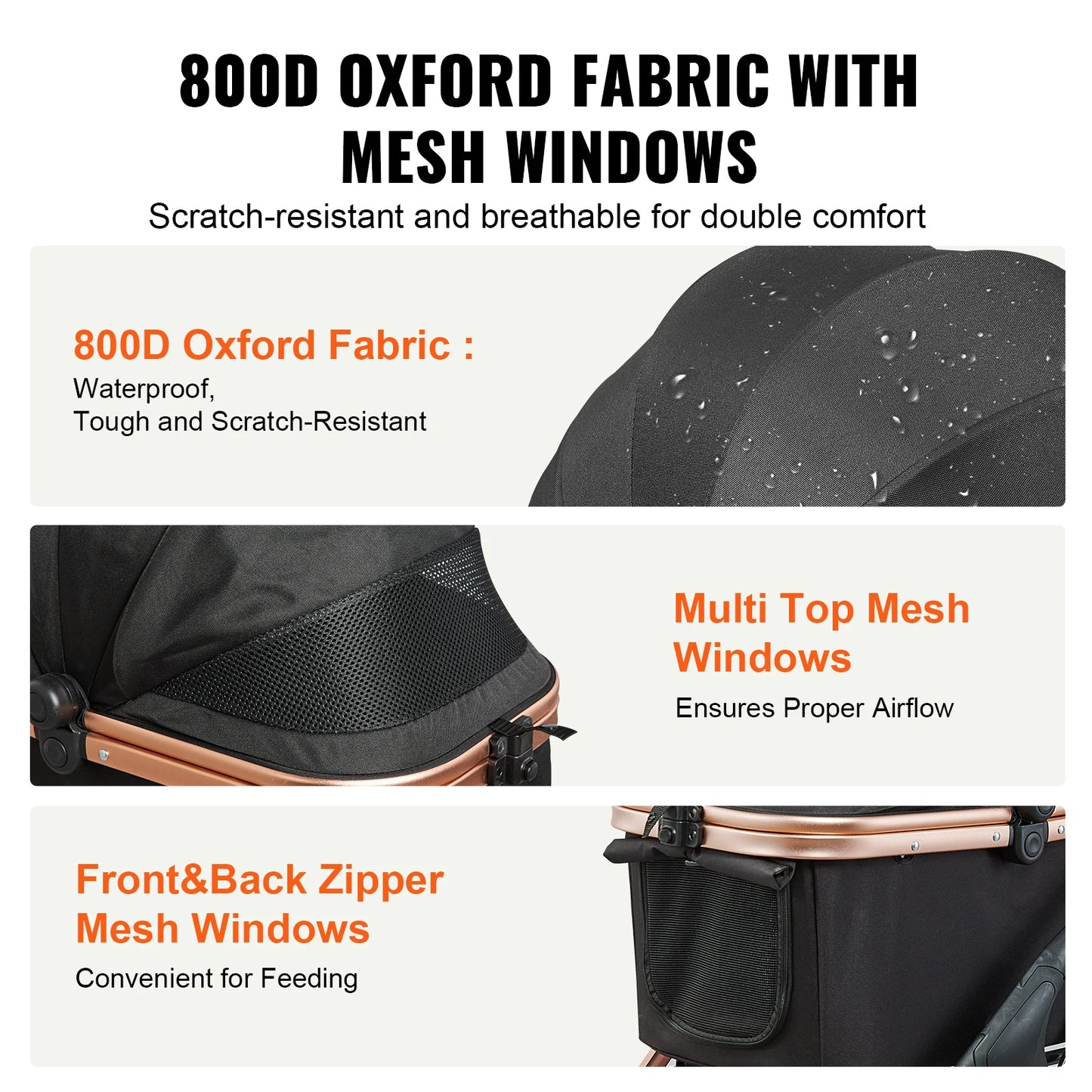 VEVOR 66 lbs Skládací kočárek pro psy Skládací kočárek pro štěňata pro psy s brzdami Úložný košík Odnímatelný nosič pro malé až střední psy