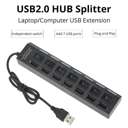 Switch Extension Hub 7portový USB 2.0 rozbočovač Počítač USB prodlužovací rozbočovač One Drag Seven USB 2.0 Splitter PC Laptop Desktop