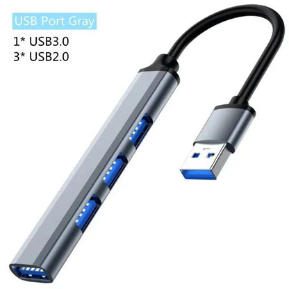 Extender Multifunkční Rozbočovač s jedním přetažením Čtyři HUB Hliníková slitina Dokovací HUB pro laptop Rozbočovač USB 3.0 Typec Multiinterface TV Mobilní telefon