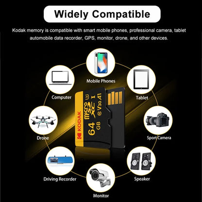 Paměťová karta KODAK Micro SD 512 GB 256 GB AŽ 90 MB/s Class10 U3 32 GB 64 GB 128 GB TF karta 4K HD Pro USB čtečku karet Adaptér Microsd