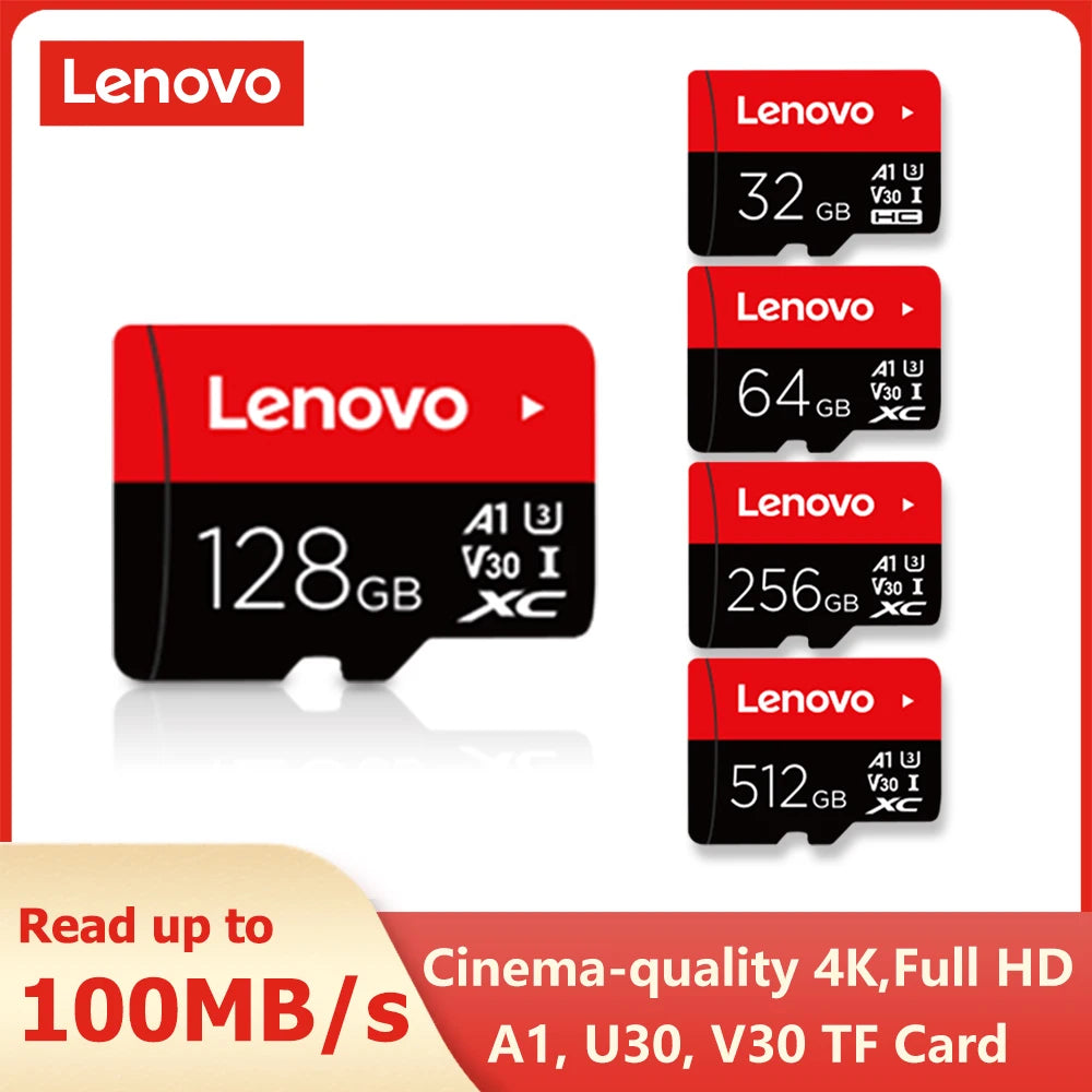 Paměťová karta Lenovo 512 GB 256 GB 128 GB 64 GB 32 GB U3 V30 4K Full HD Micro TF Mini SD karta Paměťová karta TF Flash pro telefon/počítač