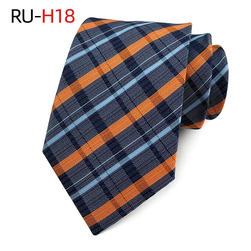 8cm žakárová tkaná kravata pro muže Klasické kostkované kravaty na svatební oblek Gravatas Para Homens Příslušenství