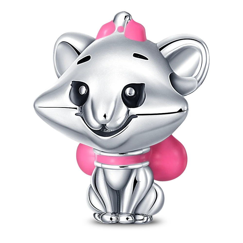 Nové 925 Sterling Silver Módní Dámské korálky s přívěskem Wolf Head Dumbo Vhodné pro náramek Pandora Náhrdelník DIY jemné šperky