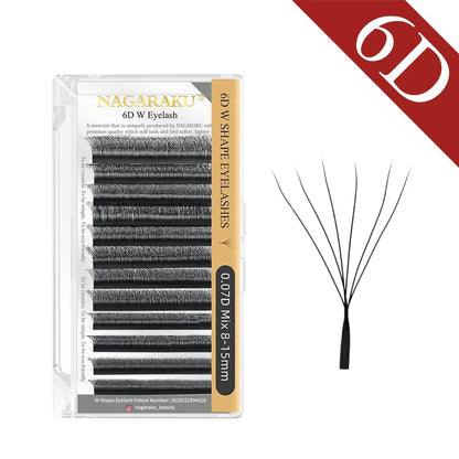 NAGARAKU 3D 4D 5D 6D W Tvar předpřipravené vějíře Automatické kvetoucí prodlužování řas Přirozené měkké světlo Plná hustá