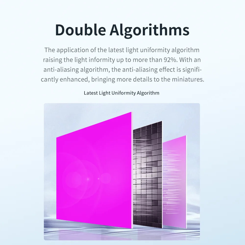 3D tiskárna ANYCUBIC Photon D2 DLP Dvojité algoritmy 3D tisk s ultra vysokým rozlišením Životnost používání 20 000 hodin 5,9 palce