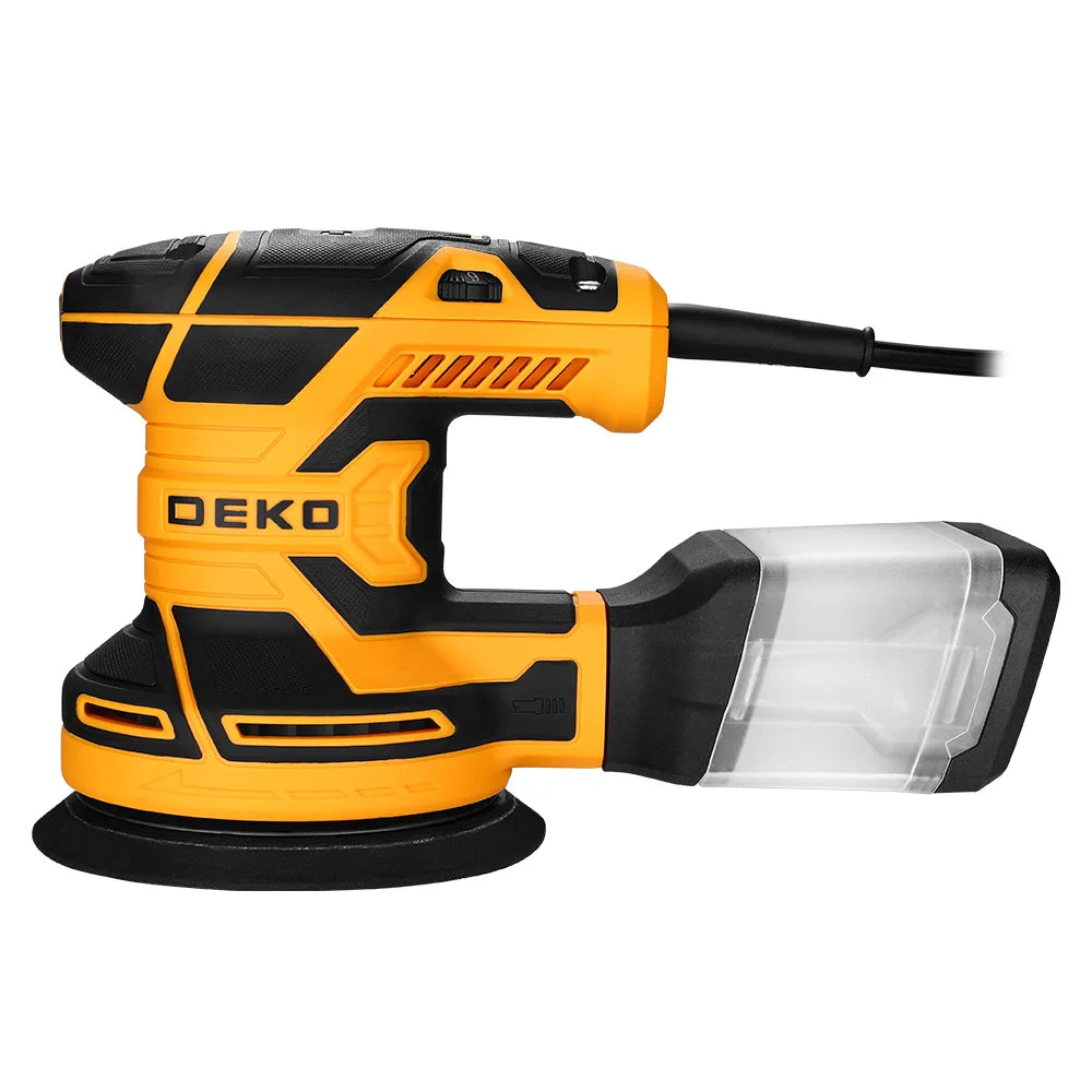 DEKO DKOS32XL125 320W Rychlost 14000pm Random Orbit Sander Domácí DIY Carpenter Strong Dust Collection Leštička