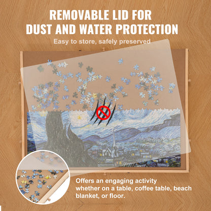 VEVOR 1000dílná deska na puzzle 23" x 22" dřevěný stůl na puzzle s kryty a 6 úložnými zásuvkami pro dospělé a děti