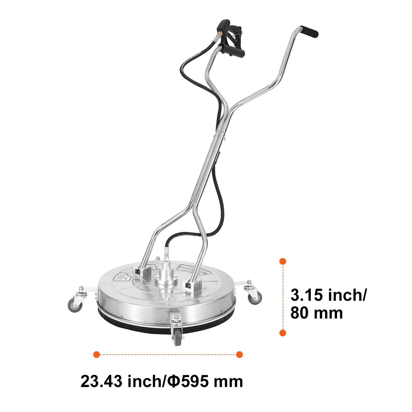VEVOR 15/18/20/24" čistič povrchů tlaková myčka s rukojetí a kolečky Čistič na beton z nerezové oceli 4000 Max PSI pro zahradu