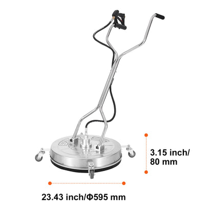 VEVOR 15/18/20/24" čistič povrchů tlaková myčka s rukojetí a kolečky Čistič na beton z nerezové oceli 4000 Max PSI pro zahradu