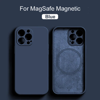 Originální pro Magsafe magnetické pouzdro pro iPhone 15 14 13 12 11 Pro Max Mini X XR XS 8 Plus tekutý silikonový kryt bezdrátového nabíjení