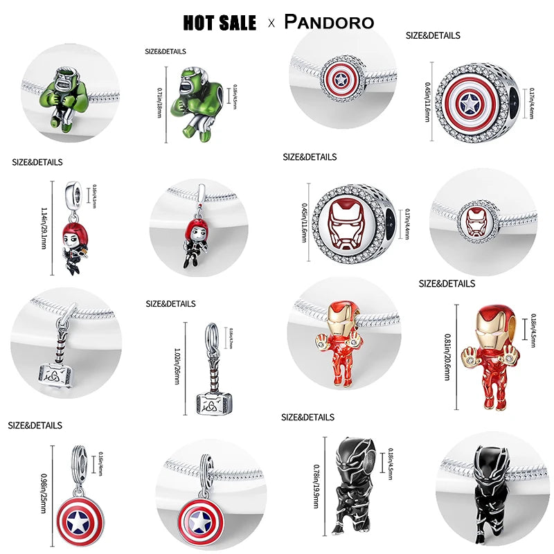 925 Silver Original Charm Beaded Přívěsek Vhodné pro Pandora náramek Planet Marvel Series Beads