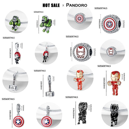 925 Silver Original Charm Beaded Přívěsek Vhodné pro Pandora náramek Planet Marvel Series Beads