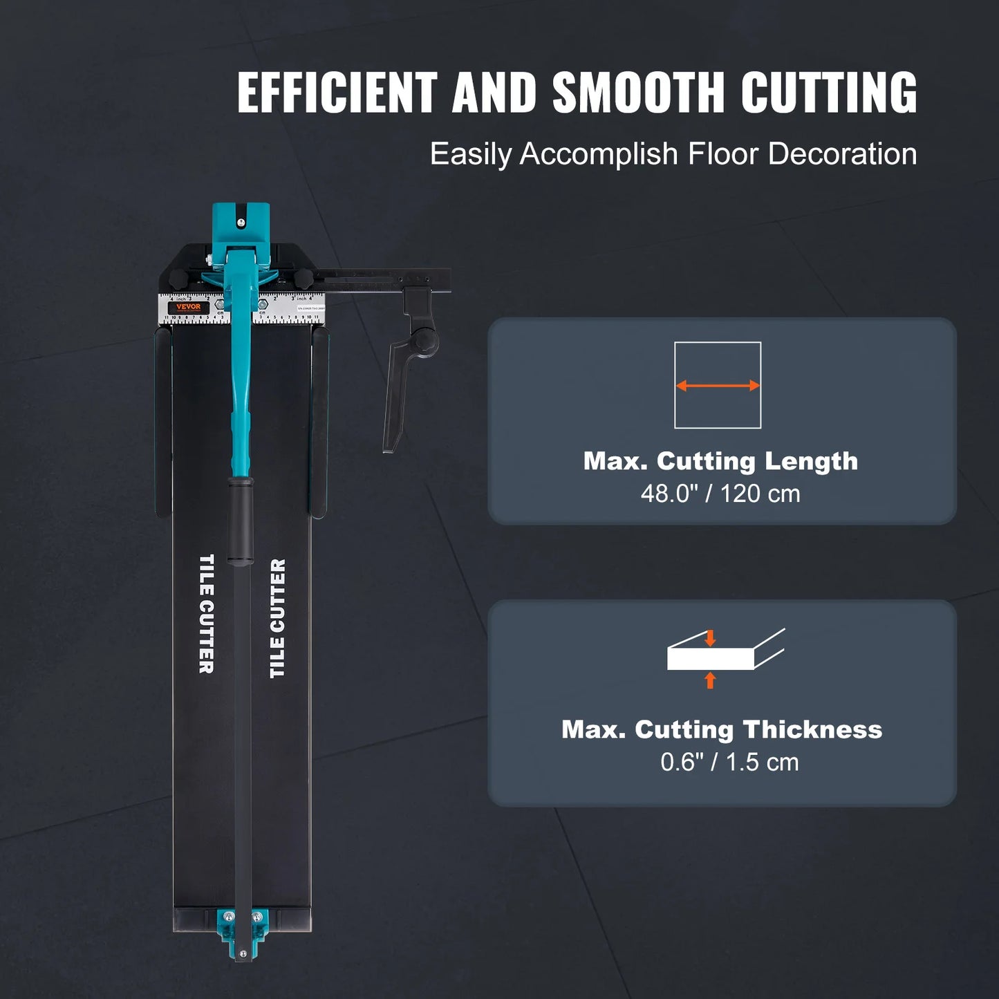 Ruční řezačka dlaždic VEVOR Laserové polohování s jednoduchými kolejnicemi s podpěrnými nožičkami Profesionální tlačný nůž na řezání keramického porcelánu