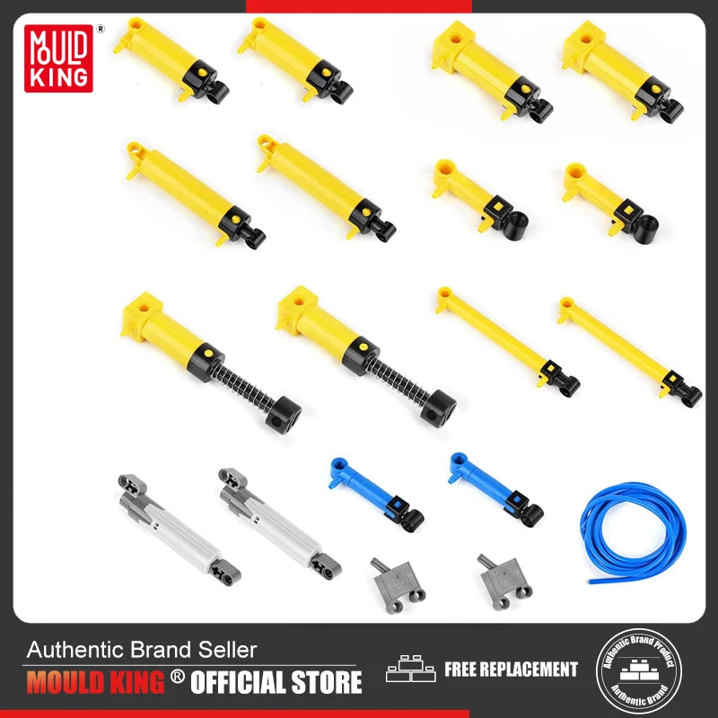 Pneumatické sady Mold King Strojírenské pneumatické válce MOC Vzduchové čerpadlo Píst Tlačné tyče, Vhodné pro Cihly Hračky Celkem 35KS