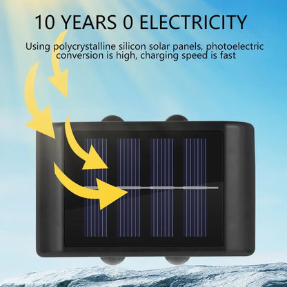 Nové 4LED korálkové světlo nahoru a dolů solární vodotěsné nástěnné světlo pro nádvoří zahradní carport 4LED korálky nahoru a dolů solární světlo