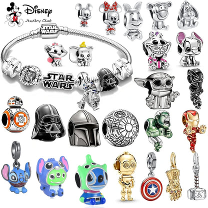 Disney Stitch Marvel Rescuer Korálky Star Charms Wars pro originální Pandora 925 mincovní stříbro náramek náhrdelník pro ženy šperky