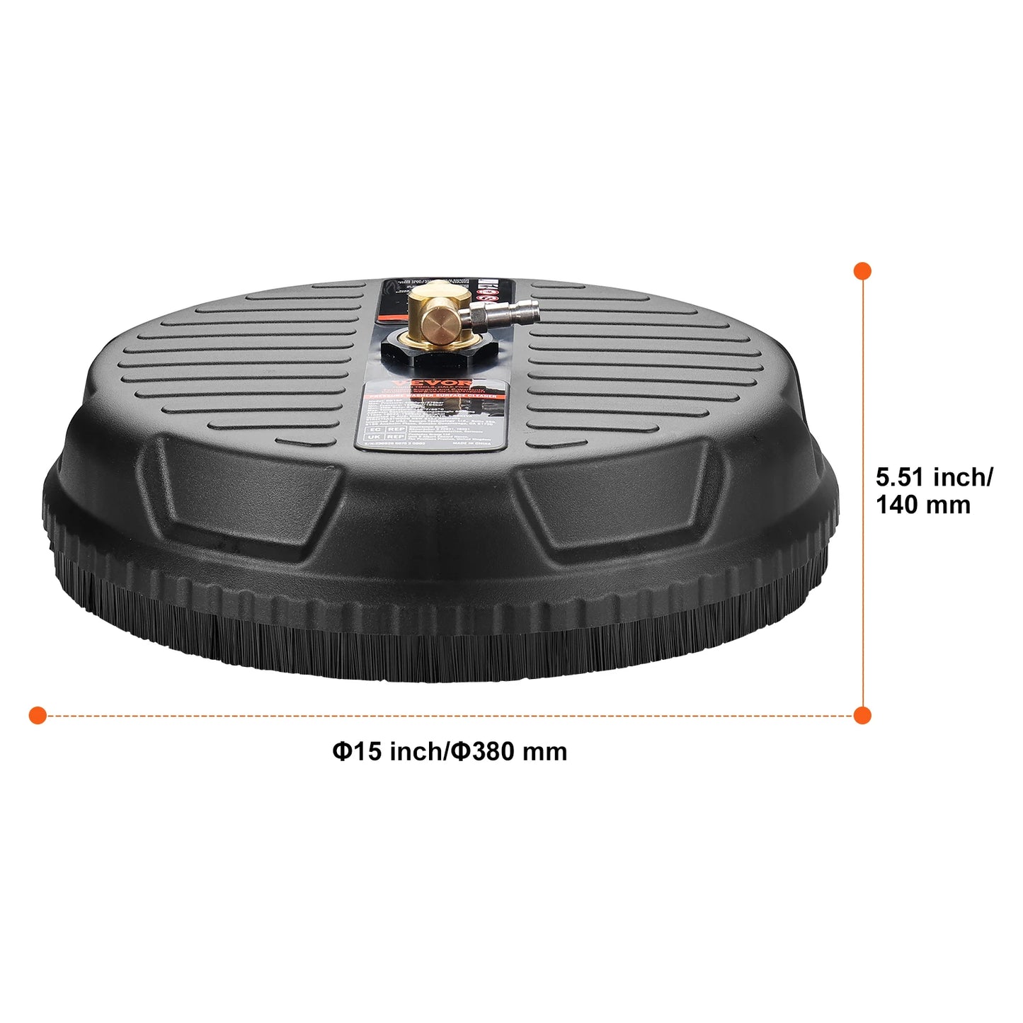 VEVOR 15/18/20/24" čistič povrchů tlaková myčka s rukojetí a kolečky Čistič na beton z nerezové oceli 4000 Max PSI pro zahradu