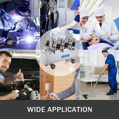 Vzduchový kompresor VEVOR 100 l s dvojitým tlakoměrem, bezpečným elektromagnetickým ventilem 3HP 22 galonů, ultra tichý, tichý, bezolejový vzduchový kompresor