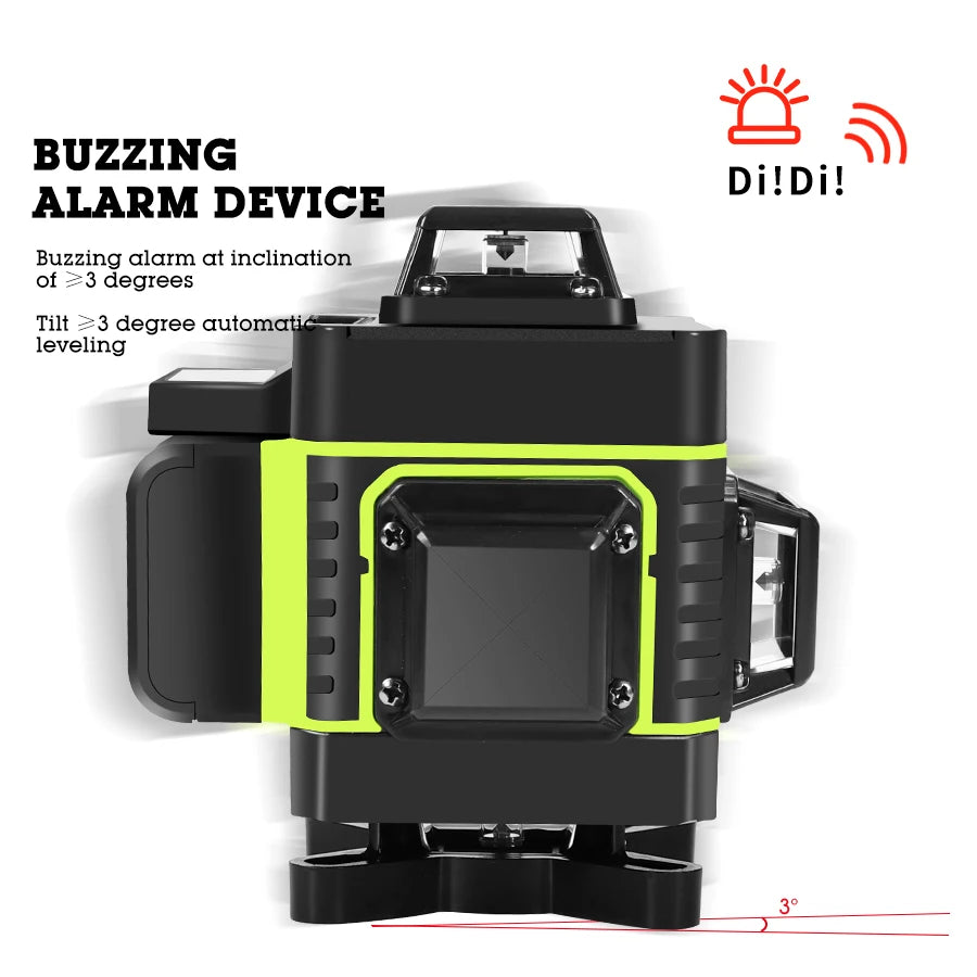 HILDA laserová vodováha 16 linek 4D vodováha samonivelační 360 horizontální a vertikální křížová zelená laserová vodováha s obrazovkou