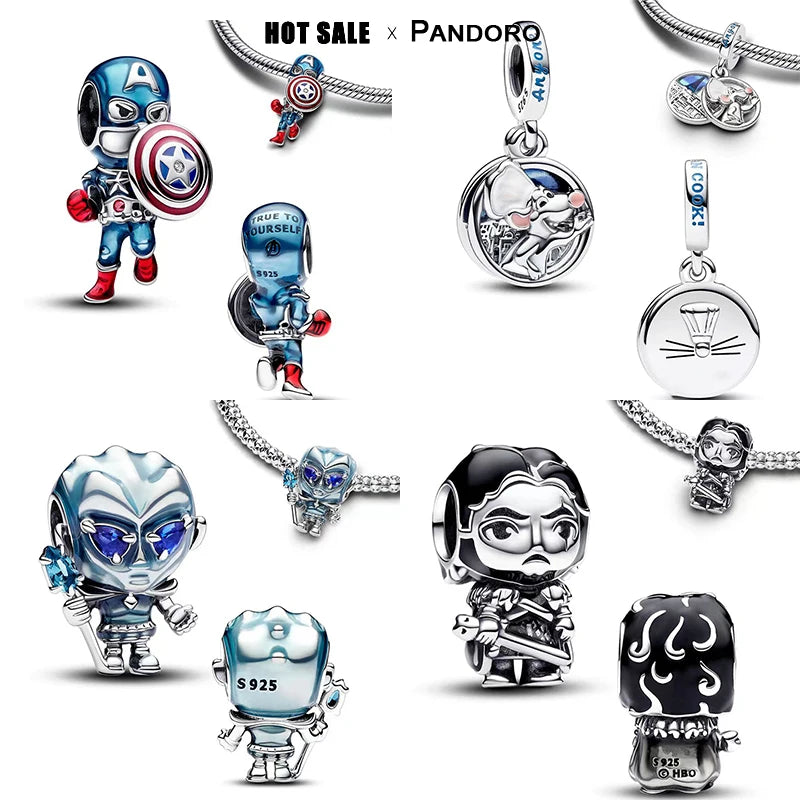 925 Silver Original Charm Beaded Přívěsek Vhodné pro Pandora náramek Planet Marvel Series Beads