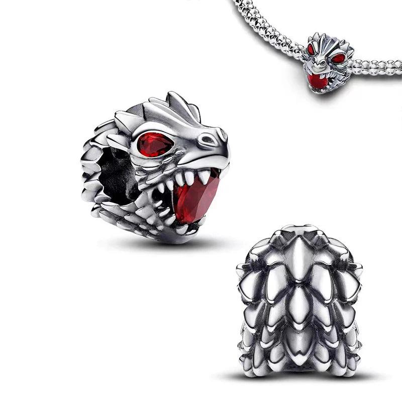 Nové 925 Sterling Silver Módní Dámské korálky s přívěskem Wolf Head Dumbo Vhodné pro náramek Pandora Náhrdelník DIY jemné šperky