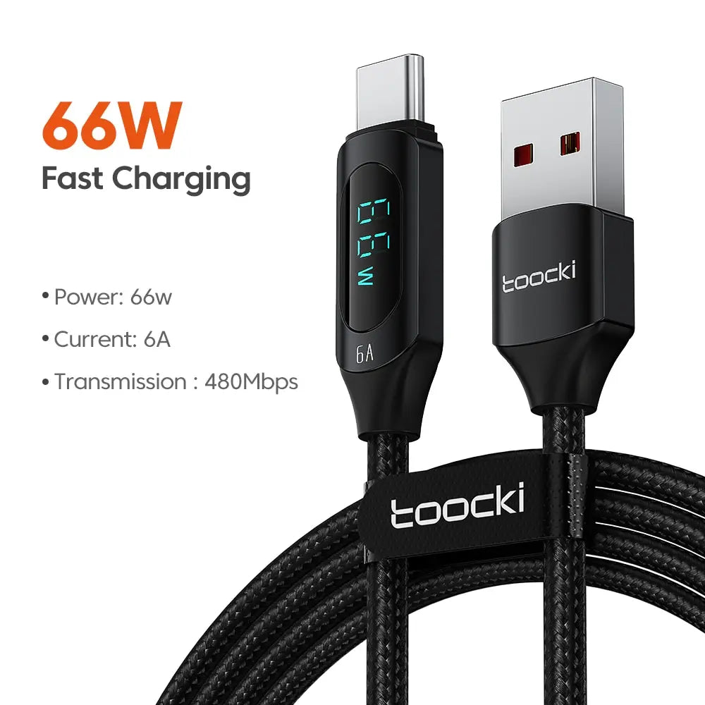 Kabel Toocki Type C to Type C 100W PD rychlonabíjecí nabíječka USB C to USB C Display kabel pro Xiaomi POCO F3 Realme Macbook iPad