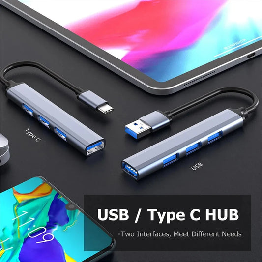 Extender Multifunkční Rozbočovač s jedním přetažením Čtyři HUB Hliníková slitina Dokovací HUB pro laptop Rozbočovač USB 3.0 Typec Multiinterface TV Mobilní telefon