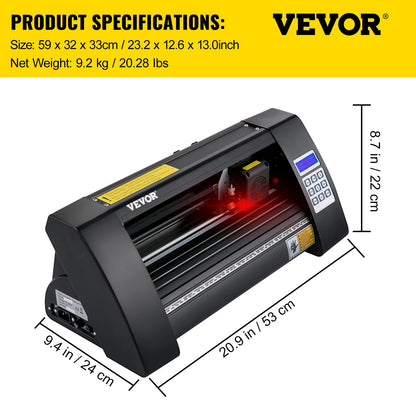 VEVOR 14palcový poloautomatický vinylový řezací plotter 375mm řezací tiskárna s papíry 3 břity LCD displej SIGNMASTER Software
