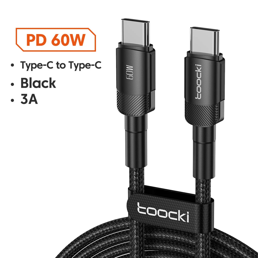 Toocki 100W kabel typu C na USB C PD 3.0 rychlé nabíjení 4.0 rychlé nabíjení typu C na typ C pro iPhone 15 Macbook Samsung Xiaomi