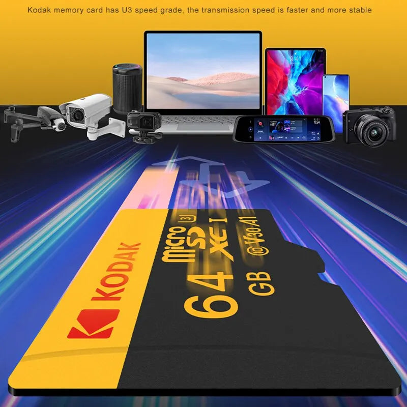 Paměťová karta KODAK Micro SD 512 GB 256 GB AŽ 90 MB/s Class10 U3 32 GB 64 GB 128 GB TF karta 4K HD Pro USB čtečku karet Adaptér Microsd