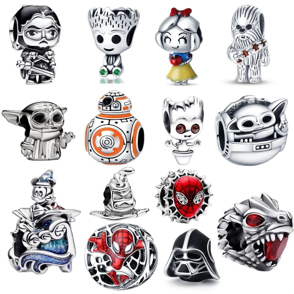 Nové 925 Sterling Silver Módní Dámské korálky s přívěskem Wolf Head Dumbo Vhodné pro náramek Pandora Náhrdelník DIY jemné šperky