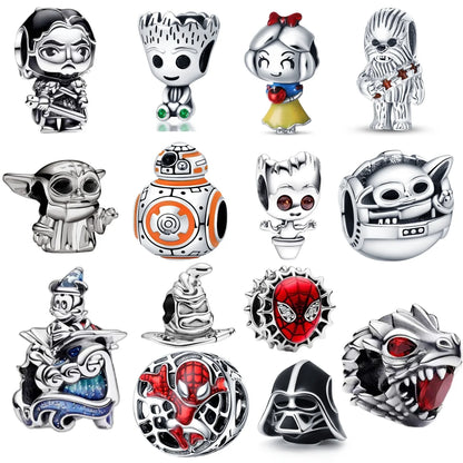 Nové 925 Sterling Silver Módní Dámské korálky s přívěskem Wolf Head Dumbo Vhodné pro náramek Pandora Náhrdelník DIY jemné šperky