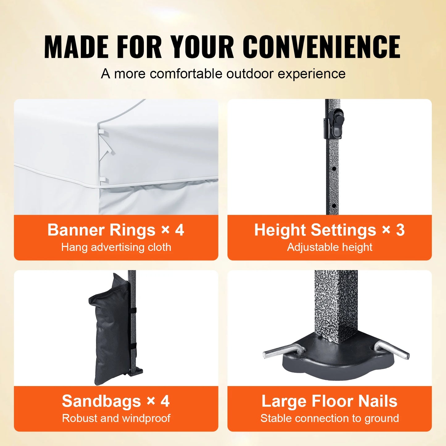 VEVOR 10x10 FT Výsuvná stříška s odnímatelnými bočnicemi Přenosný altán a taška na kolečkách Vodotěsný stan na terasu odolný vůči UV záření