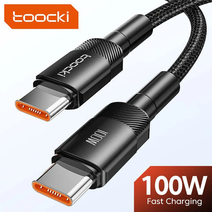 Toocki 100W kabel typu C na USB C PD 3.0 rychlé nabíjení 4.0 rychlé nabíjení typu C na typ C pro iPhone 15 Macbook Samsung Xiaomi