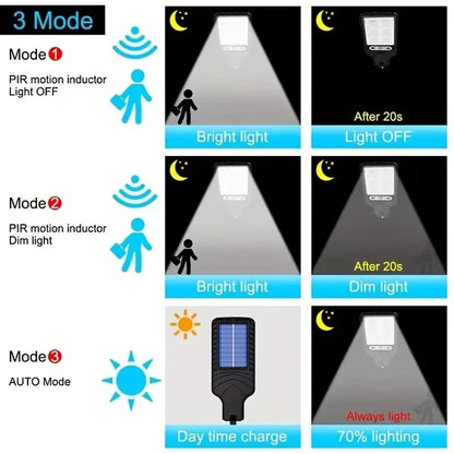 4/6/8ks 108 COB senzor Street 3 světelné režimy Venkovní voděodolné bezpečnostní solární lampy pro dálkové ovládání zahradní terasy