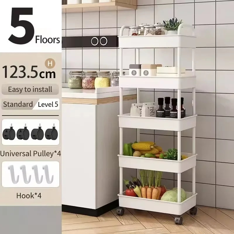 1 PC 3vrstvý rolovací plastový úložný vozík s područkami – prostorově úsporný organizér do více místností, matný povrch