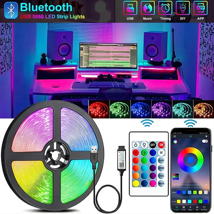 RGB 5050 LED pásek Light Bluetooth App Control 5V USB LED páska Flexibilní páska diodová páska pro ložnici Garden Party Svatba