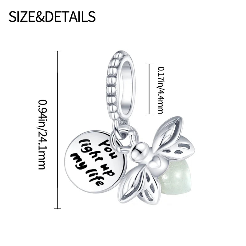 Hot Sale Night Glow Firefly Charm korálky pro Pandora 925 originální náramek ženy 925 stříbrný přívěsek korálek DIY šperků dárek