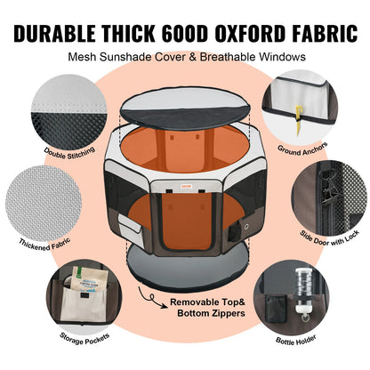 VEVOR Skládací ohrádka pro mazlíčky 46 palců Přenosná ohrádka pro psy Bouda s přepravkou pro štěňata Kočka Premium voděodolná 600D Oxford látka