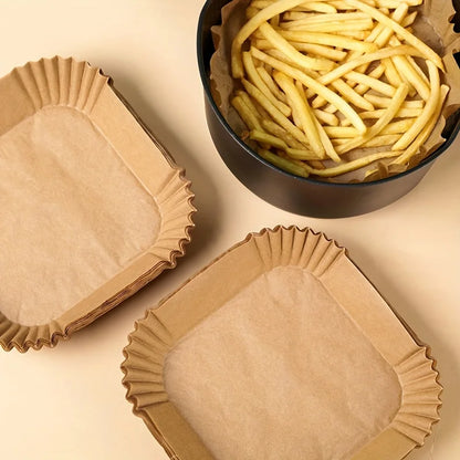 50/100ks speciální papír pro vzduchovou fritézu Papír na silikonový olej Papír na absorbování oleje Speciální papírová podložka na potraviny pro domácnost papírový talíř