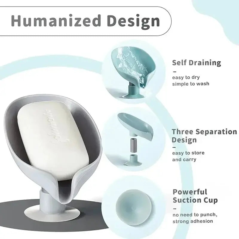 2ks Odtokový držák na mýdlo Tvar listu Nádobka na mýdlo Přísavka Zásobník Sušící stojan pro sprchovou nádobu na houbičku Kuchyň Koupelnové doplňky