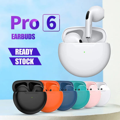 Air Pro 6 TWS Bezdrátová sluchátka s mikrofonem Fone Bluetooth sluchátka Sportovní sluchátka Pro6 J6 Headset pro Apple iPhone Xiaomi Huawei
